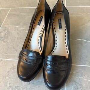 Alex Marie Black Leather Heeled Loafers 9M